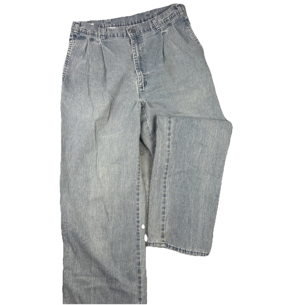Vtg 80s Dockers Trouser Jeans Mens 34x34 Fit 32x32 Made in USA Pleated Lt Blue